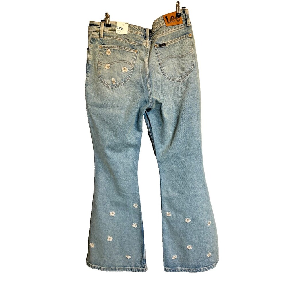 LEE Daisy 32M x 32L High Rise Flared Leg Light Wash Jeans boho 70s bell bottoms - Picture 10 of 12